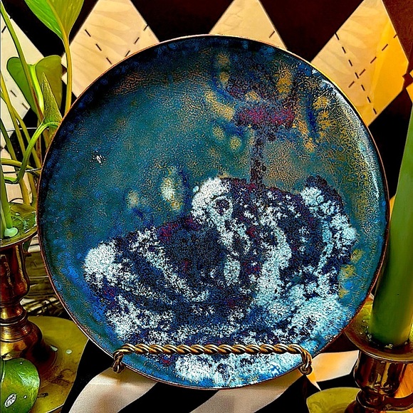 Copper Enamel Art Plate | Vibrant Hand-Fired Colors • One-of-a-Kind - Picture 6 of 17